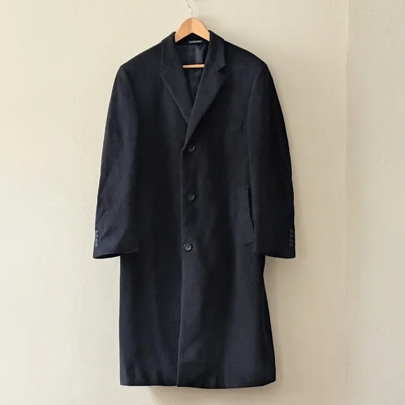 Lauren Ralph Lauren Men's Black Overcoat Coat Cashmere And Wool 100% 38R Mens - Picture 1 of 11